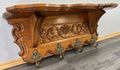 French Vintage Style Coat Rack Oak 4 Hooks Ornate Wall Shelf Coat LOT 47260