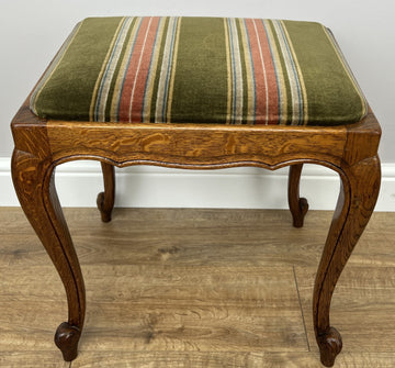 Footstool Vintage French Louis Style Oak Table Stool Upholstered Seat LOT 62290
