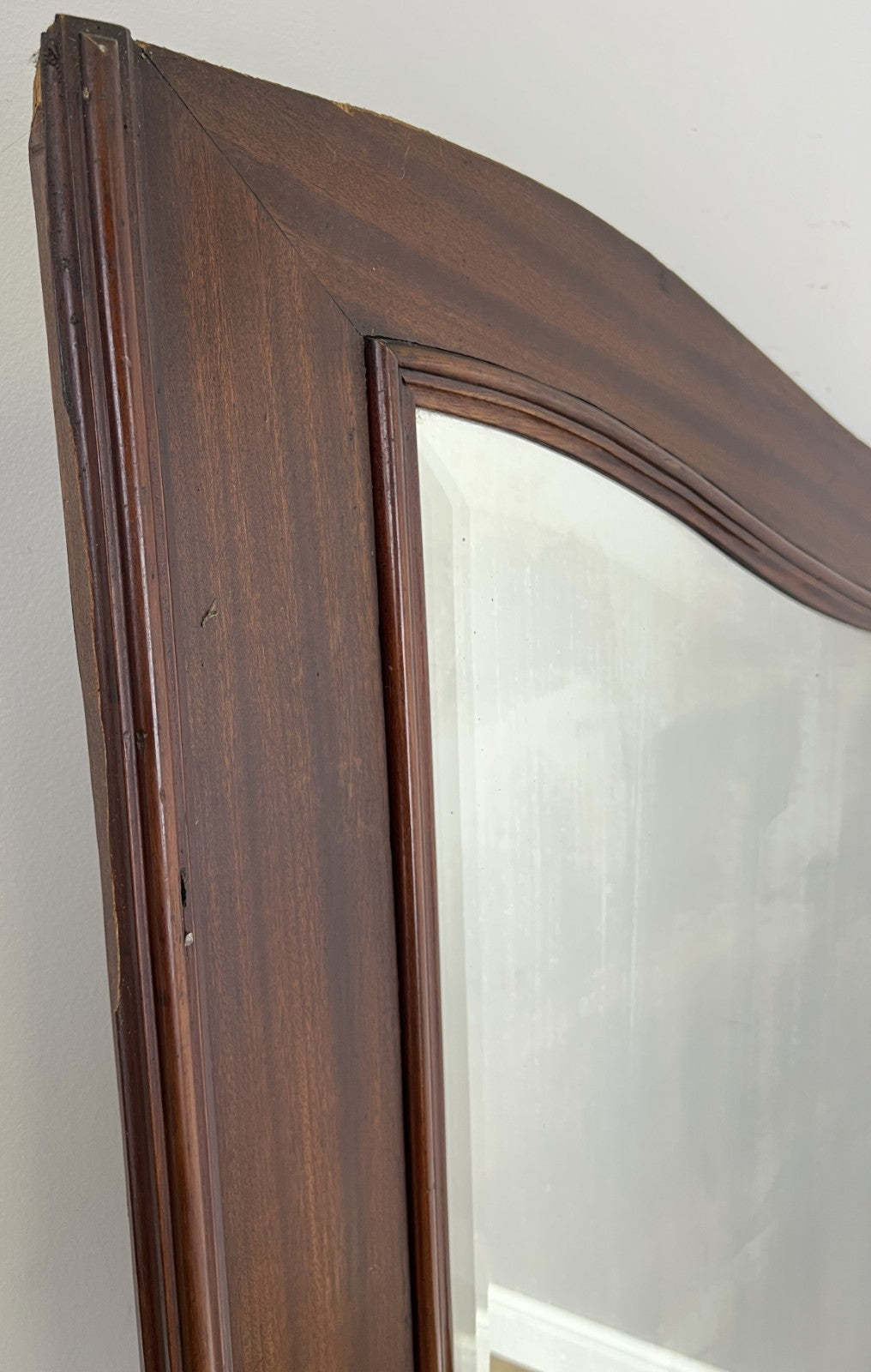 Mirror Antique French Style Oak Carved Wardrobe Mirror Shaped Frame LOT 61926