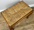Footstool Vintage French Louis Style Oak Table Rush Seat Carved Stool LOT 62135