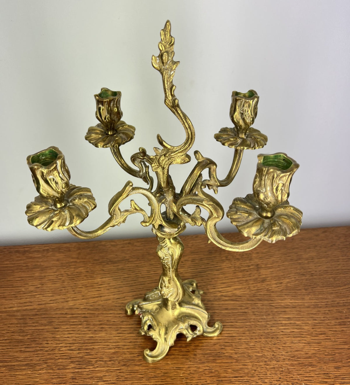 Candelabra Vintage Brass Ornate Five Arm Rococo Style Holder LOT 4027