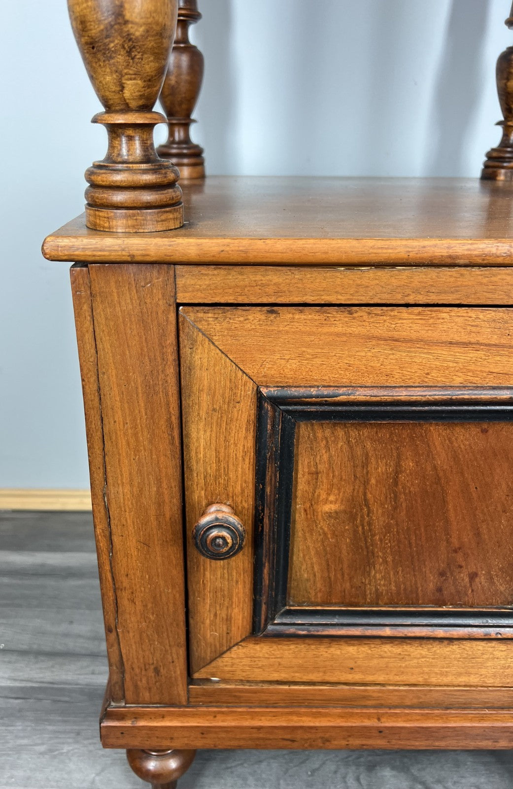 Bedside Table Antique French Style Marble Top Walnut Cupboard Cabinet LOT 40438