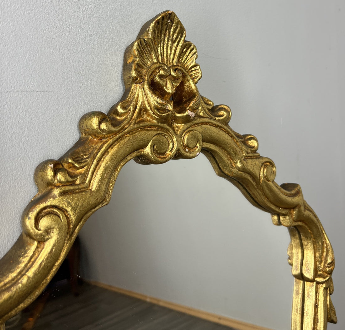 Vintage French Gilt Wall Mirror with Ornate Rococo Frame Wall Decor LOT 43540