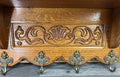 French Vintage Style Coat Rack Oak 4 Hooks Ornate Wall Shelf Coat LOT 47265