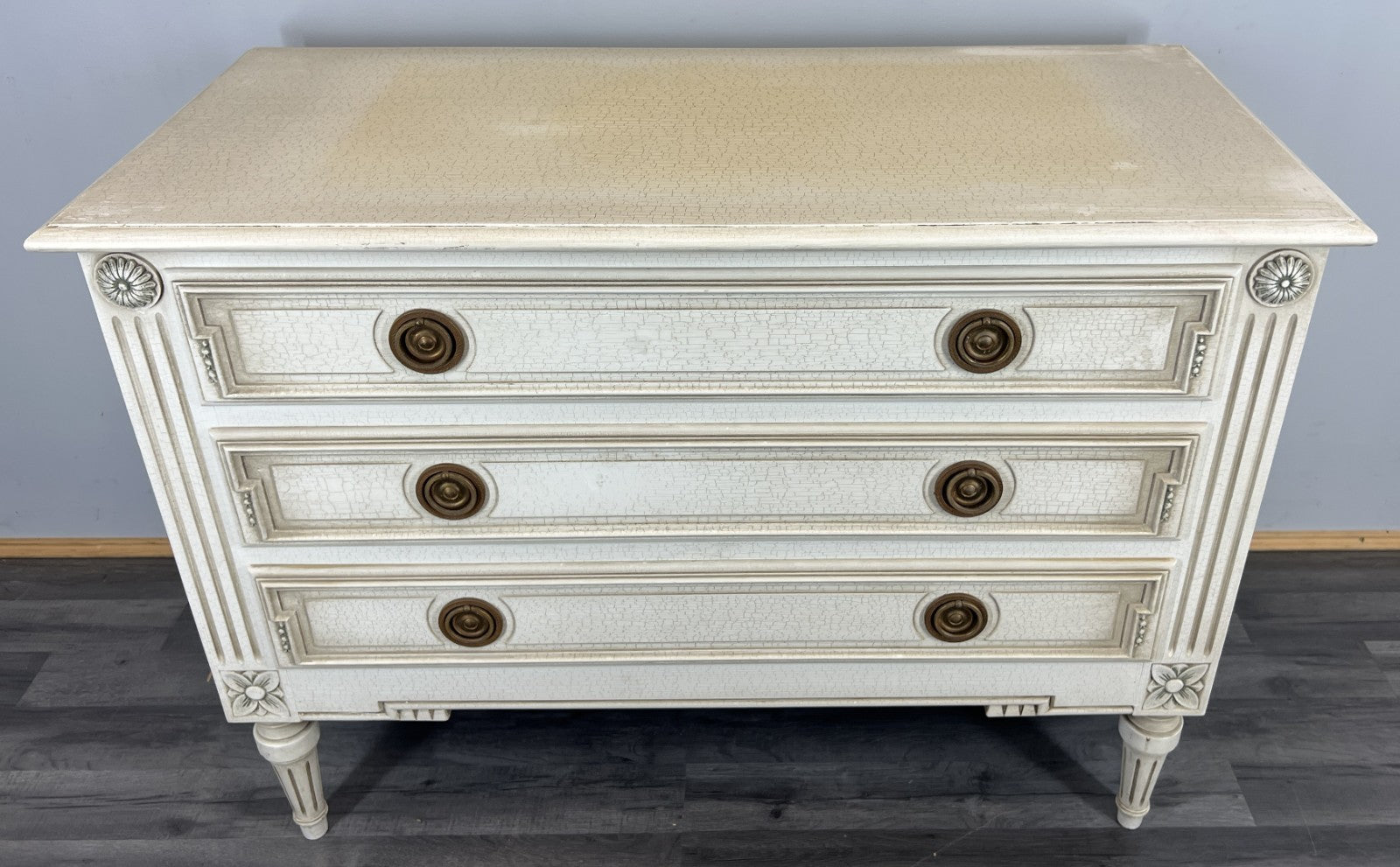 Chest of Drawers Vintage Shabby Chic 3 Drawer Painted Cream Cabinet LOT 44050