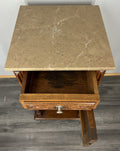 Bedside Table Antique French Oak with Marble Top Carved Cabinet LOT 433310