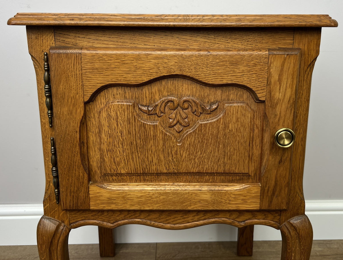 Pair of Bedside Tables Vintage French Louis Oak Nightstands Cabinets LOT 62975