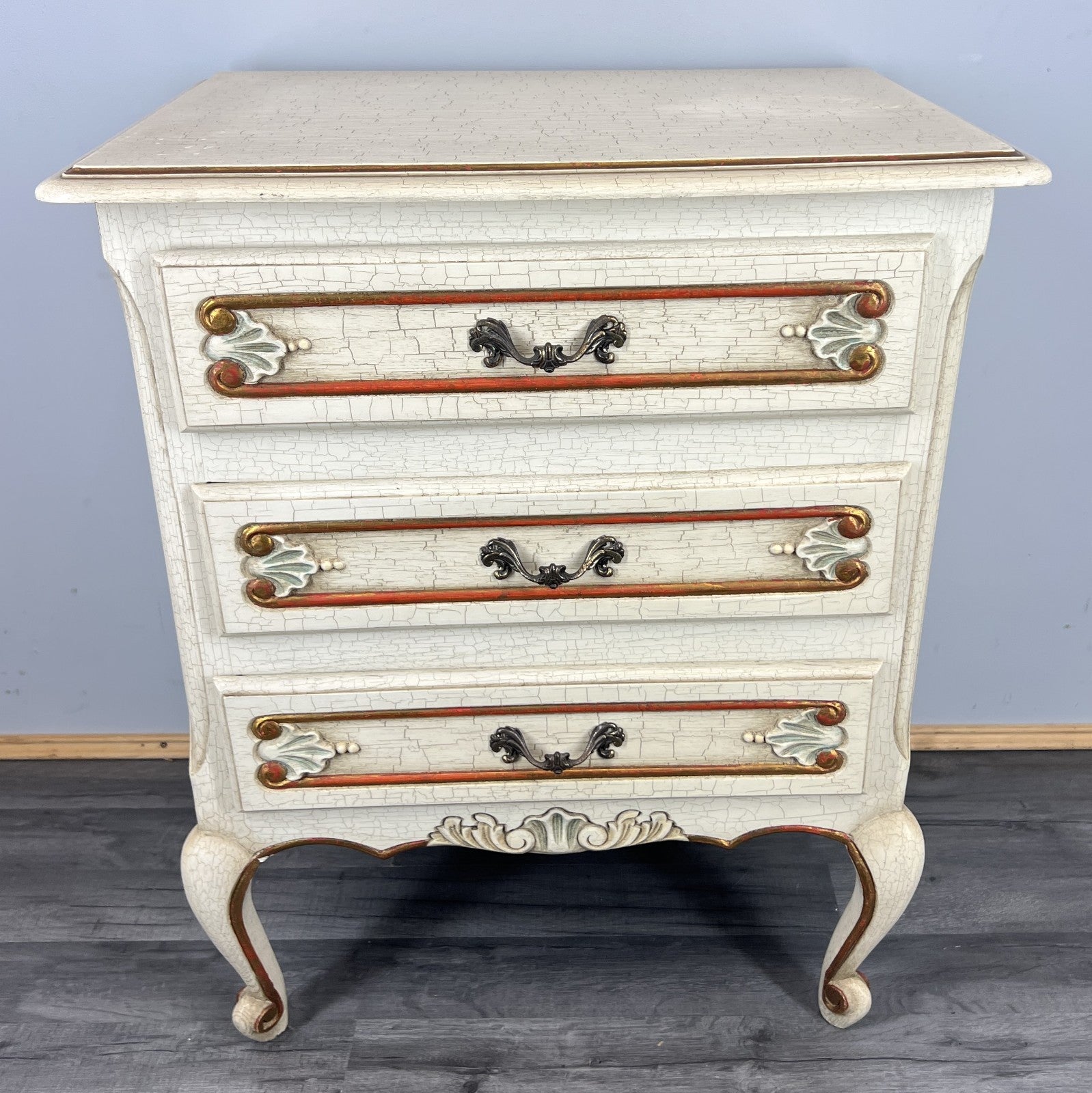 Chest of Drawers Vintage Shabby Chic 3 Drawer Ornate Carved Cabinet LOT 44231