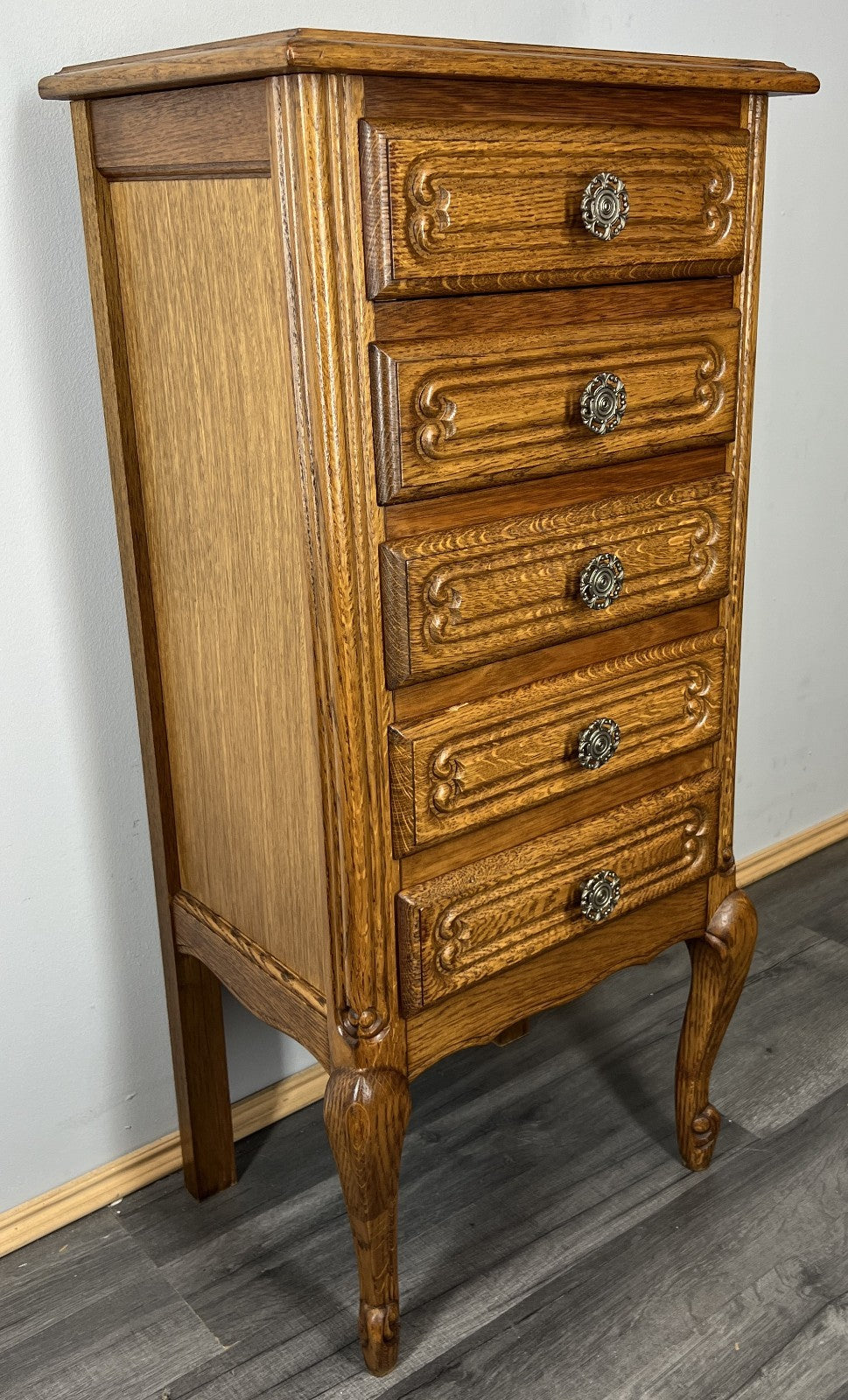 Chest of Drawers Vintage French Oak Louis XVI Style Carved Cabinet LOT 43230