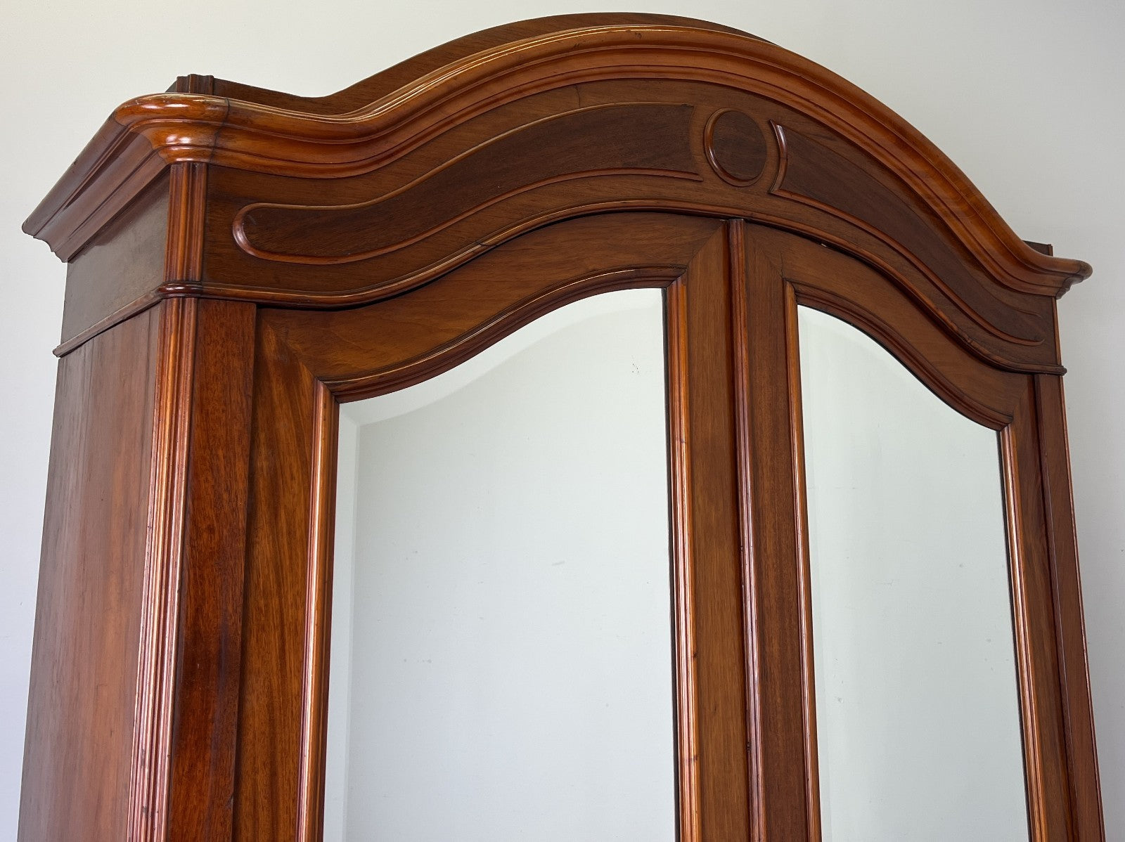 Wardrobe Antique French Two Door Mahogany Mirrored Carved Armoire LOT 615210