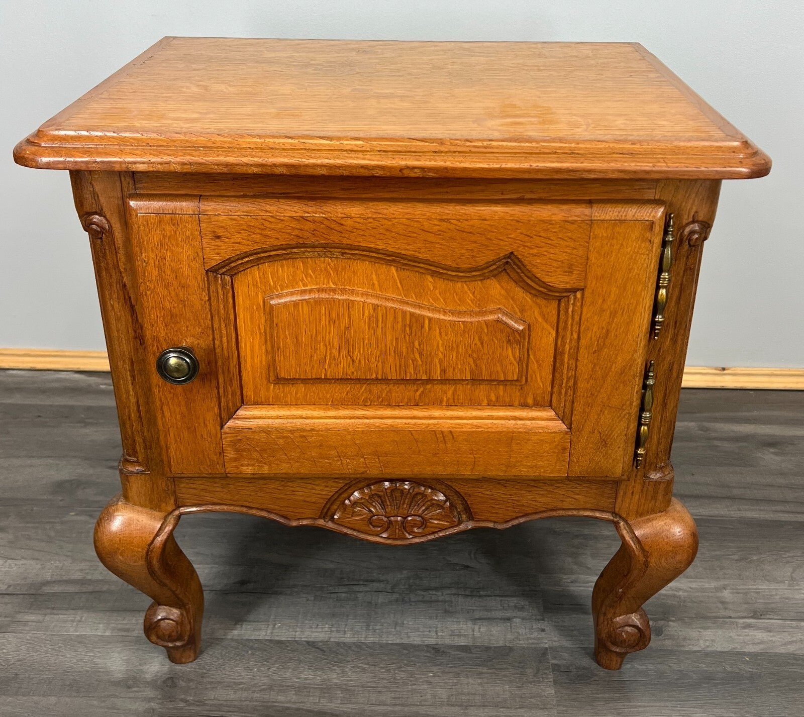Pair of Bedside Tables Vintage French Louis Oak Nightstands Cabinets LOT 35182