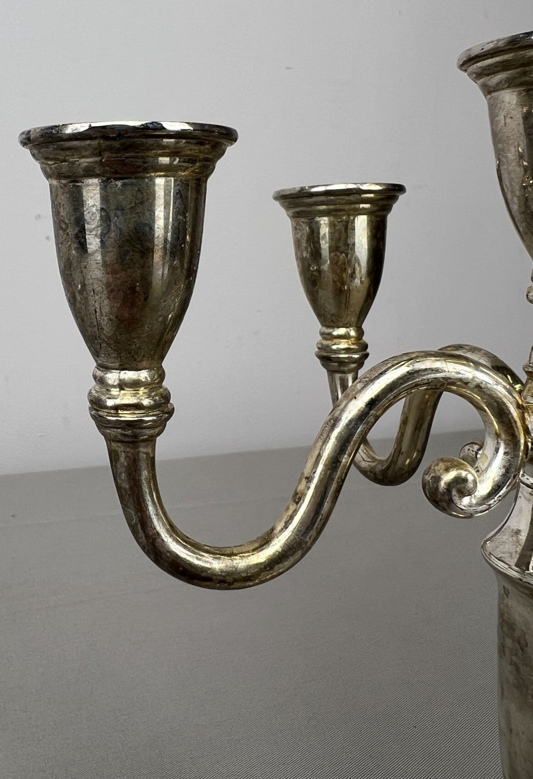 Pair of Candelabras Vintage French Style Metal Five Arm Candle Holders LOT 6481