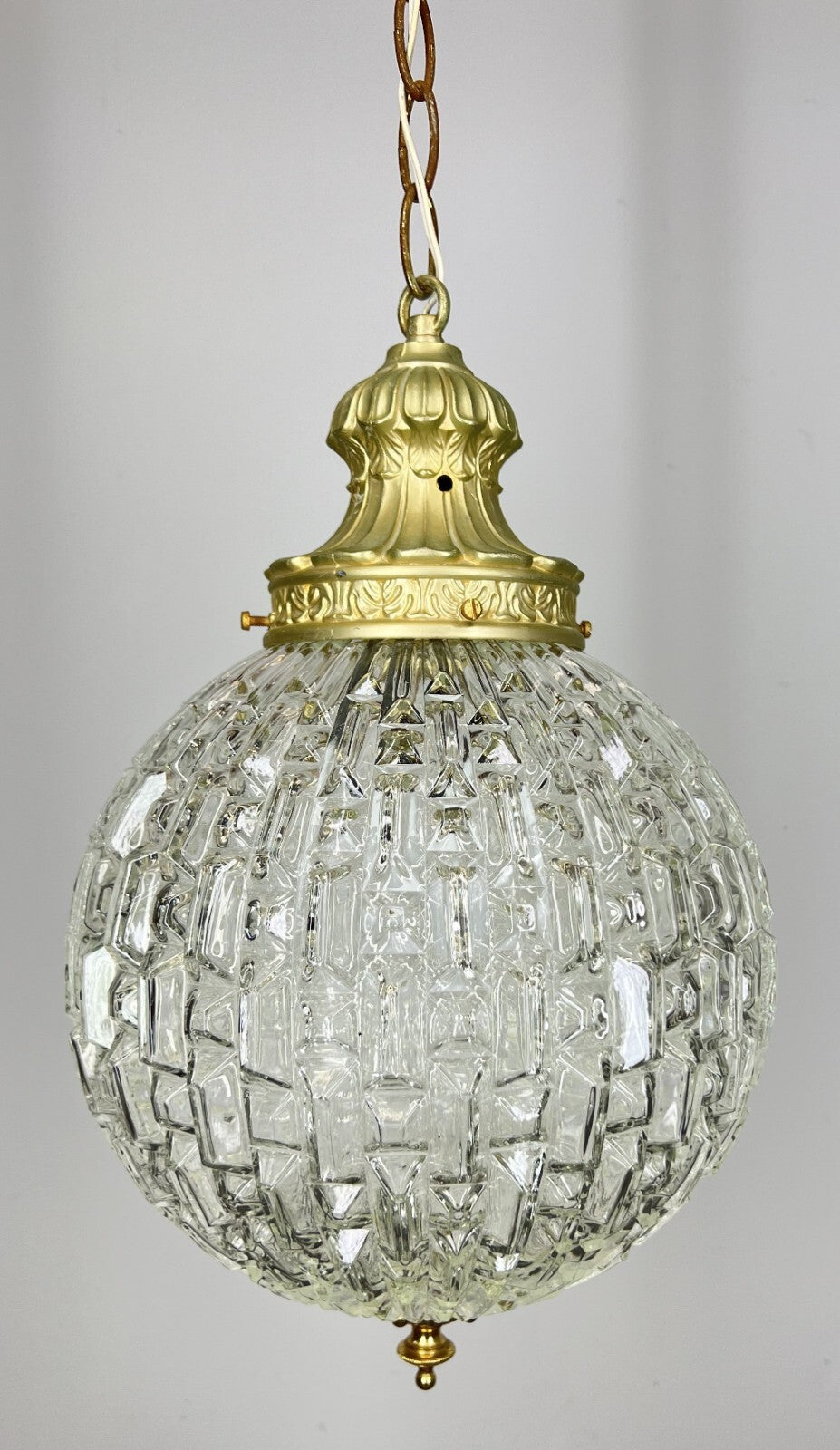 Ceiling Lamp Vintage Style Brass Pressed Crystal Pendant Chandelier LOT 52031
