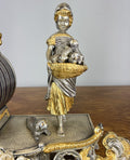 Lancini Imperial Ormolu Gilt Brass Mantle Clock with Candelabras  LOT 46419