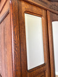 Wardrobe Antique French Oak Two Door Mirrored Carved Armoire Cabinet LOT 61445