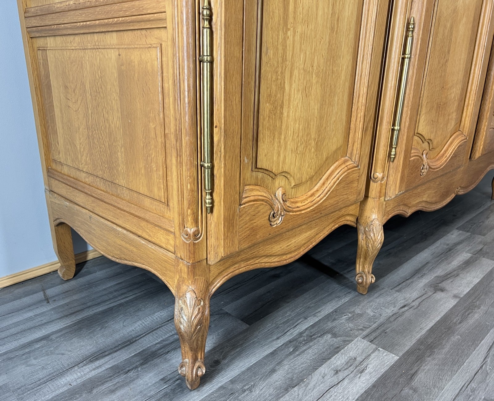 Wardrobe Vintage French Louis XVI Oak 4 Door  Armoire with Shelves LOT 41608