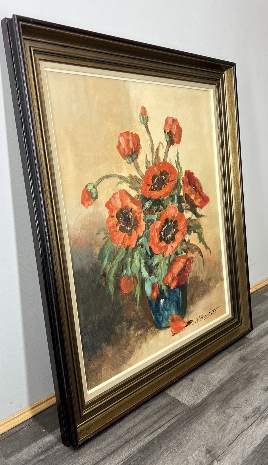 Vintage French Painting Floral Still Life Framed Artwork Signed LOT 46301