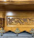 French Vintage Style Coat Rack Oak 6 Hooks Ornate Wall Shelf Coat LOT 46943