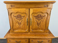Cabinet Vintage French Style Oak Carved Storage Drawers Cupboard LOT 37534