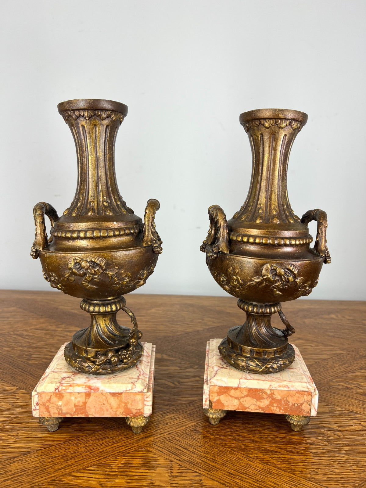 Mantel Clock Antique French Art Nouveau Style Bronze Garniture Set LOT 46394
