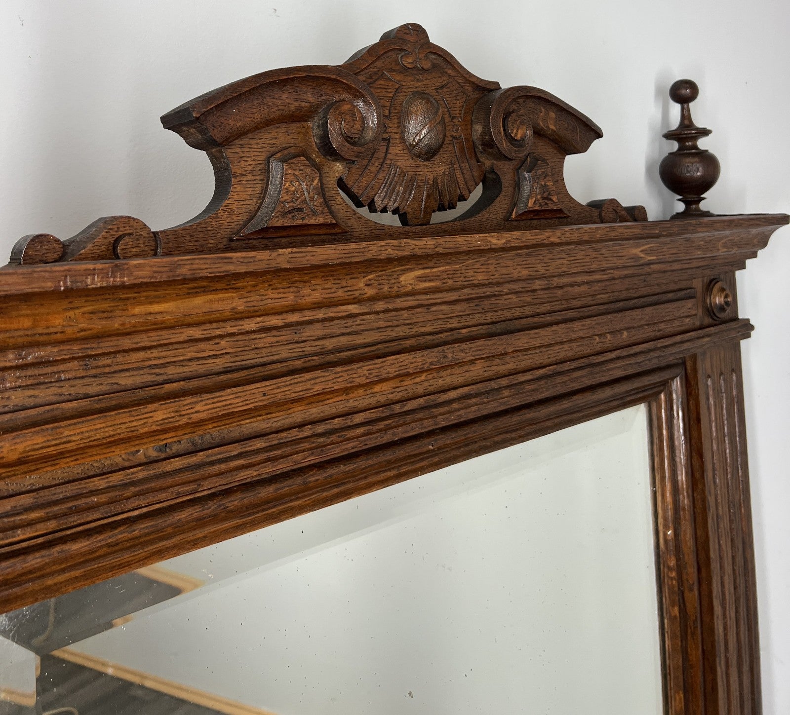 Antique French Style Carved Wall Mirror Oak Ornate Wall Frame LOT 45523