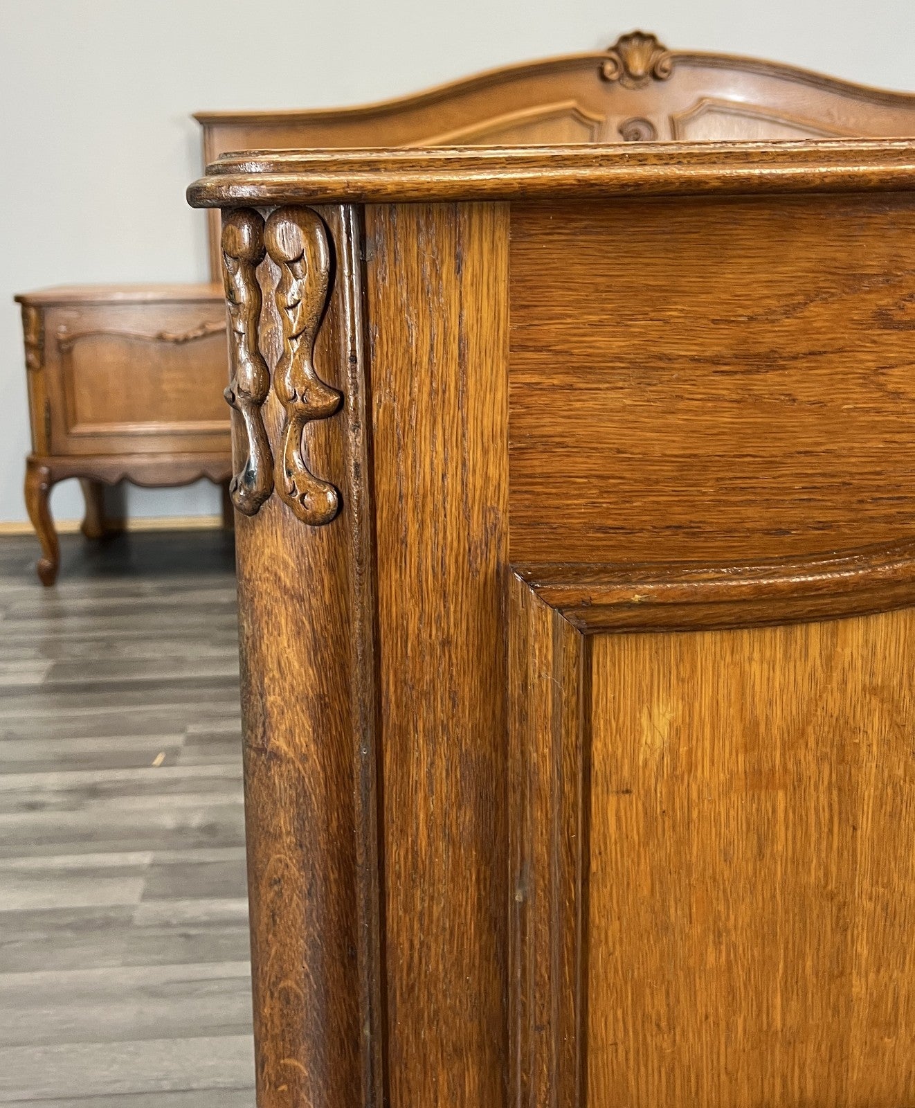 Bed Vintage French Louis XVI Double Bed Frame With Bedside tables    LOT 46264