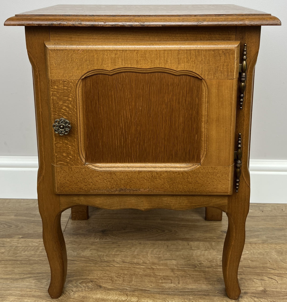 Pair of Bedside Tables Vintage French Louis Oak Nightstands Cabinets LOT 62265