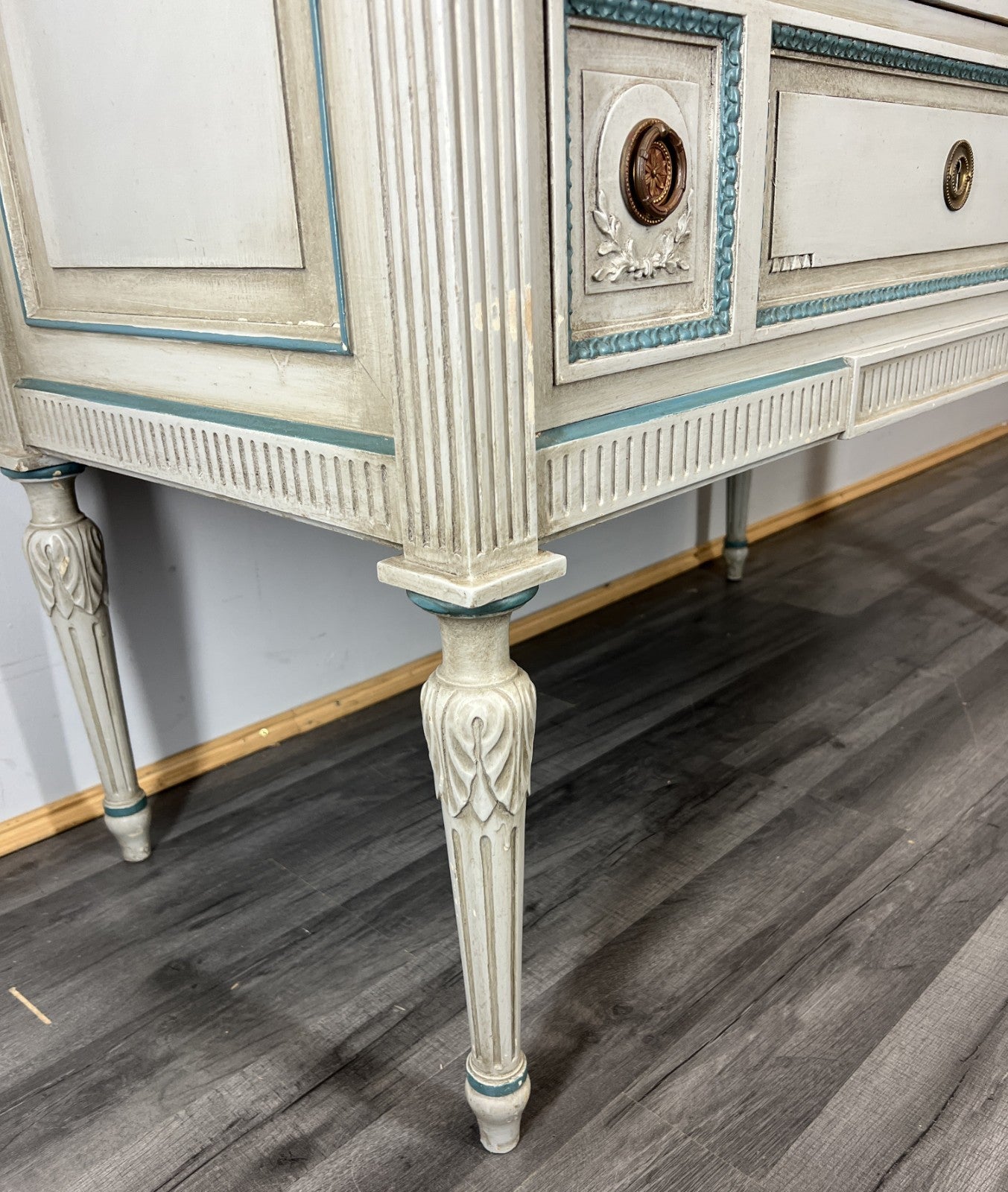 Cabinet Vintage French Marble Top Carved with Drawers Sideboard LOT 435110