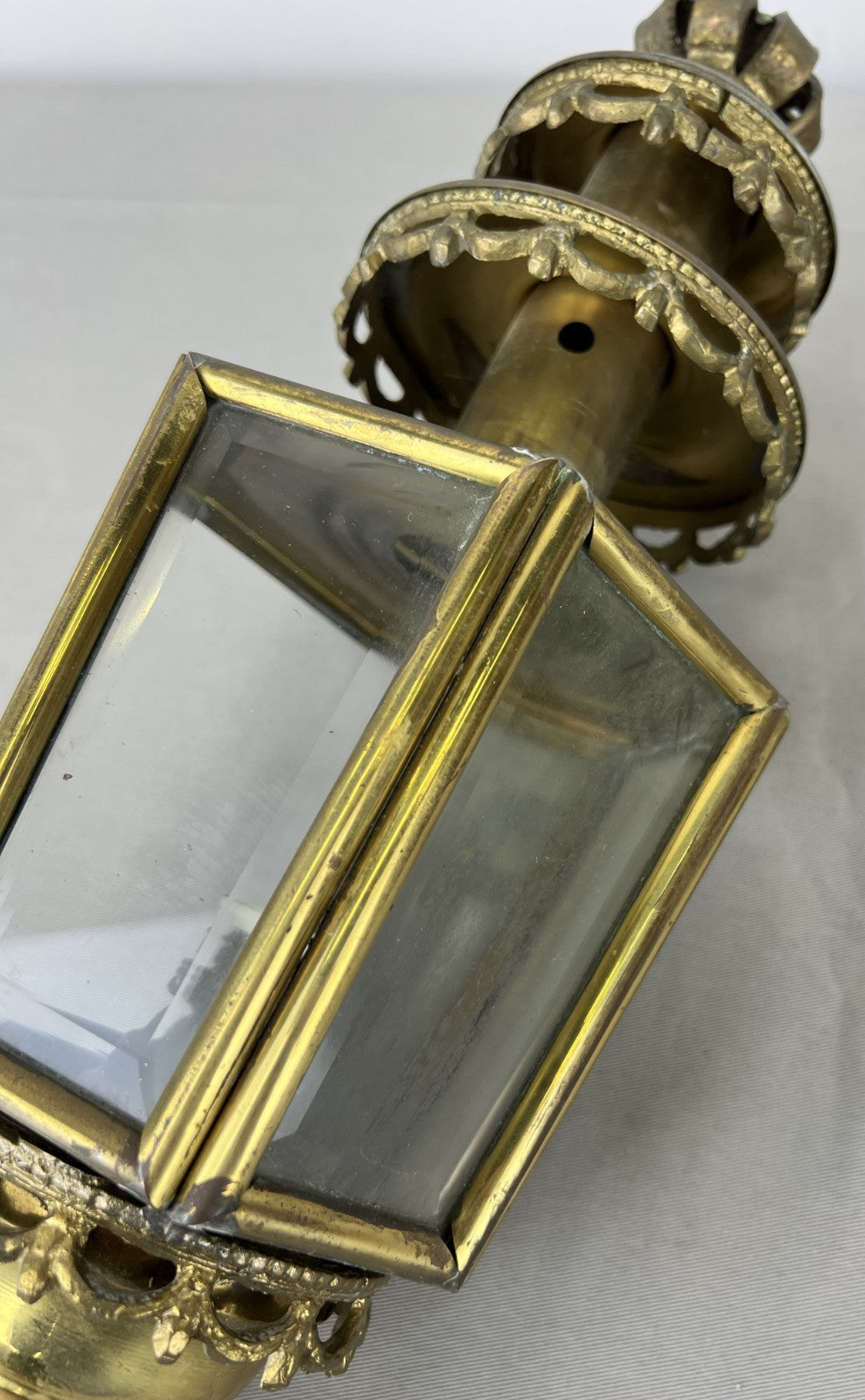 Pair of Wall Lights Antique French Style Lantern Sconces Glass LOT 6478