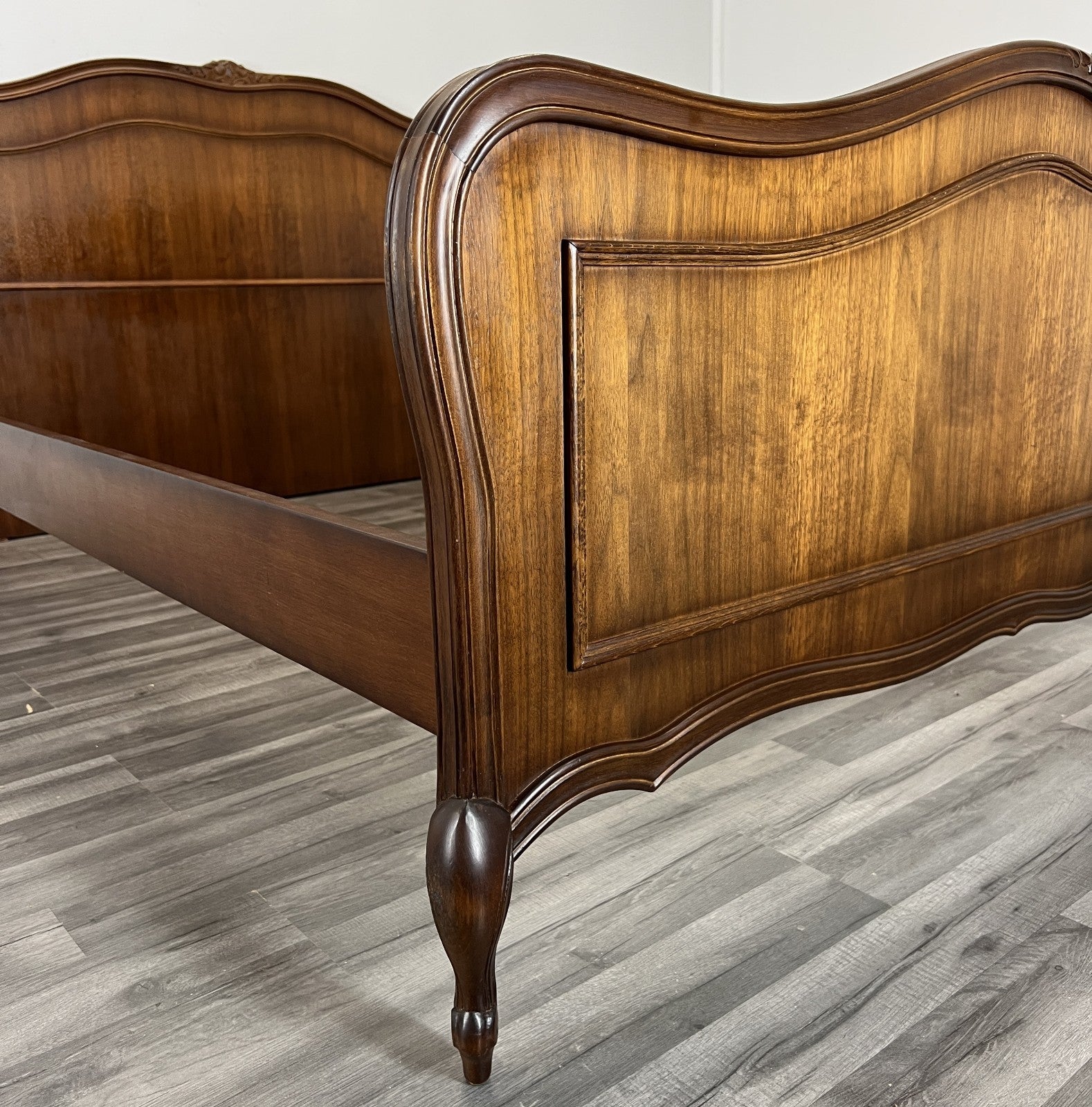 Bed Frame Vintage French Louis XVI Style  King Size Carved Panel LOT 40952