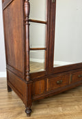 Wardrobe Antique French Style Oak Mirrored Two Drawers Carved Armoire LOT 6541