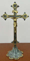 Crucifix Vintage Style Ornate Religious Cross With Candleholders Set LOT 49561