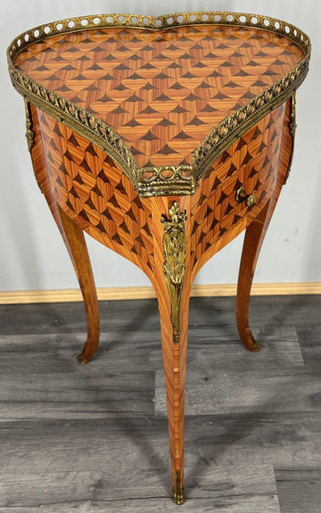 Cabinet Antique French Inlay Brass Trim Jewellery Table Sideboard LOT 42570