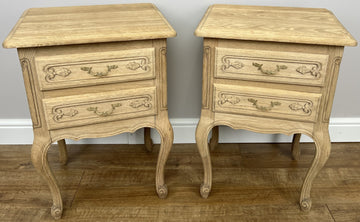 Pair of Bedside Tables Vintage French Louis Shabby Chic Oak  Cabinets LOT 49020