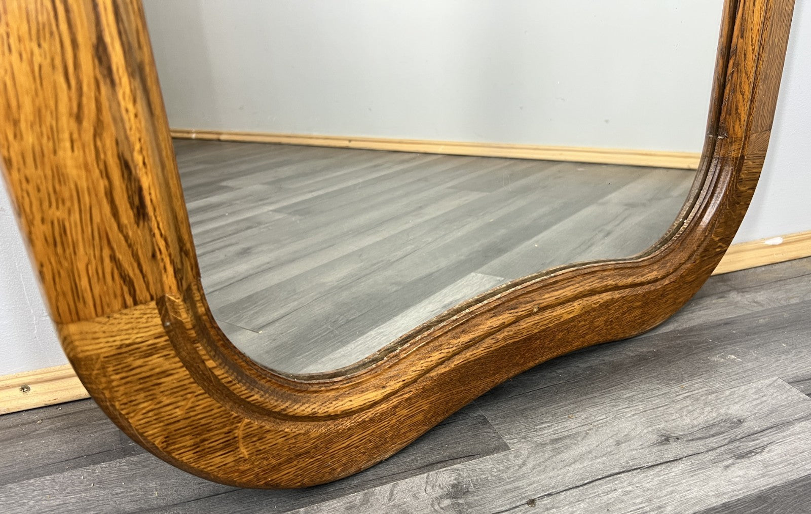 Vintage French Style Carved Wall Mirror Oak Ornate Wall Frame LOT 45452