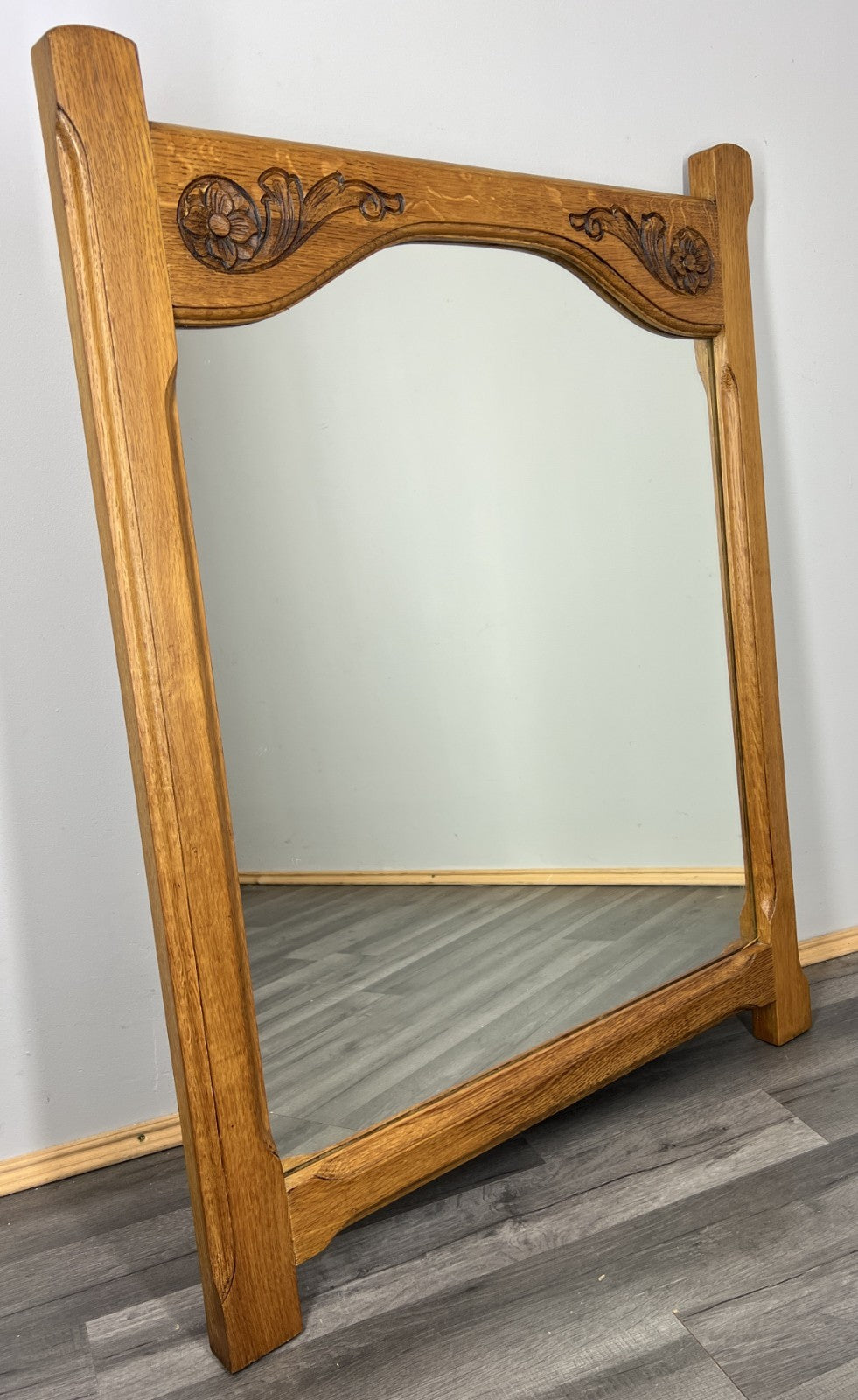 Vintage French Style Carved Oak Wall Mirror Ornate Wall Frame LOT 45400