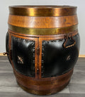 Drink Cabinet Vintage French Style Oak Brass Trim Barrel Carved Storage LOT 39002