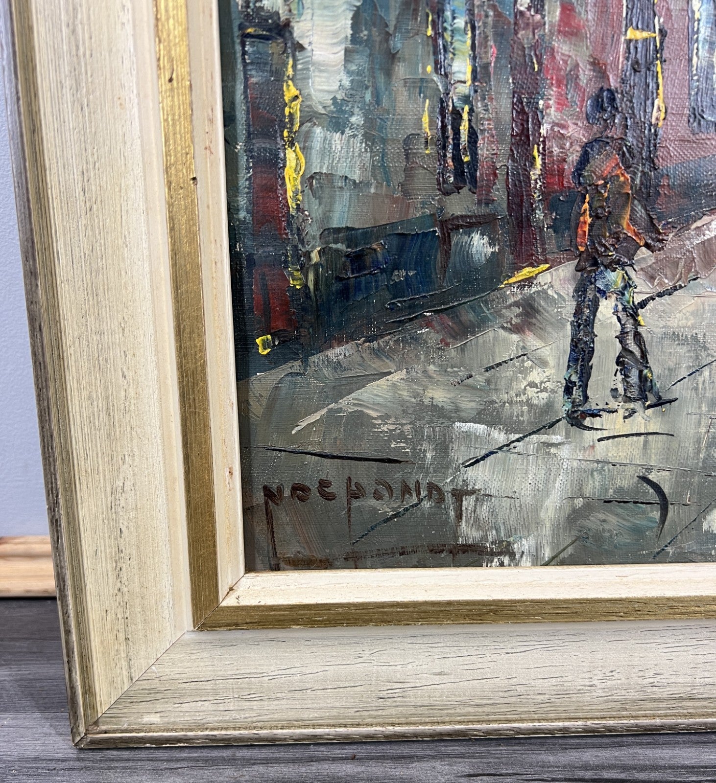 Vintage French Oil Painting City Scene Framed Artwork Signed LOT 46315