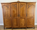 Wardrobe Vintage French Louis XVI Style Oak Four Door Carved Armoire LOT 48310