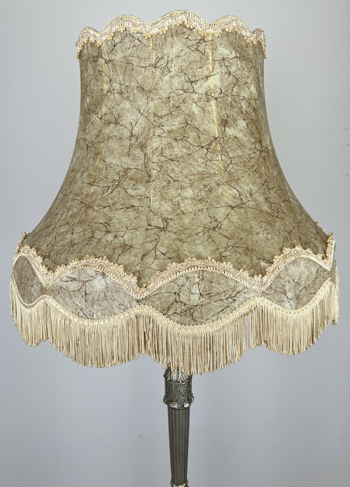 Floor Lamp Vintage French Ornate Metal Standing Lamp with Tassel Shade LOT 60872