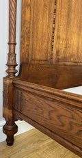Bed Antique French Style Oak Double Bed Frame Carved Headboard LOT 615116