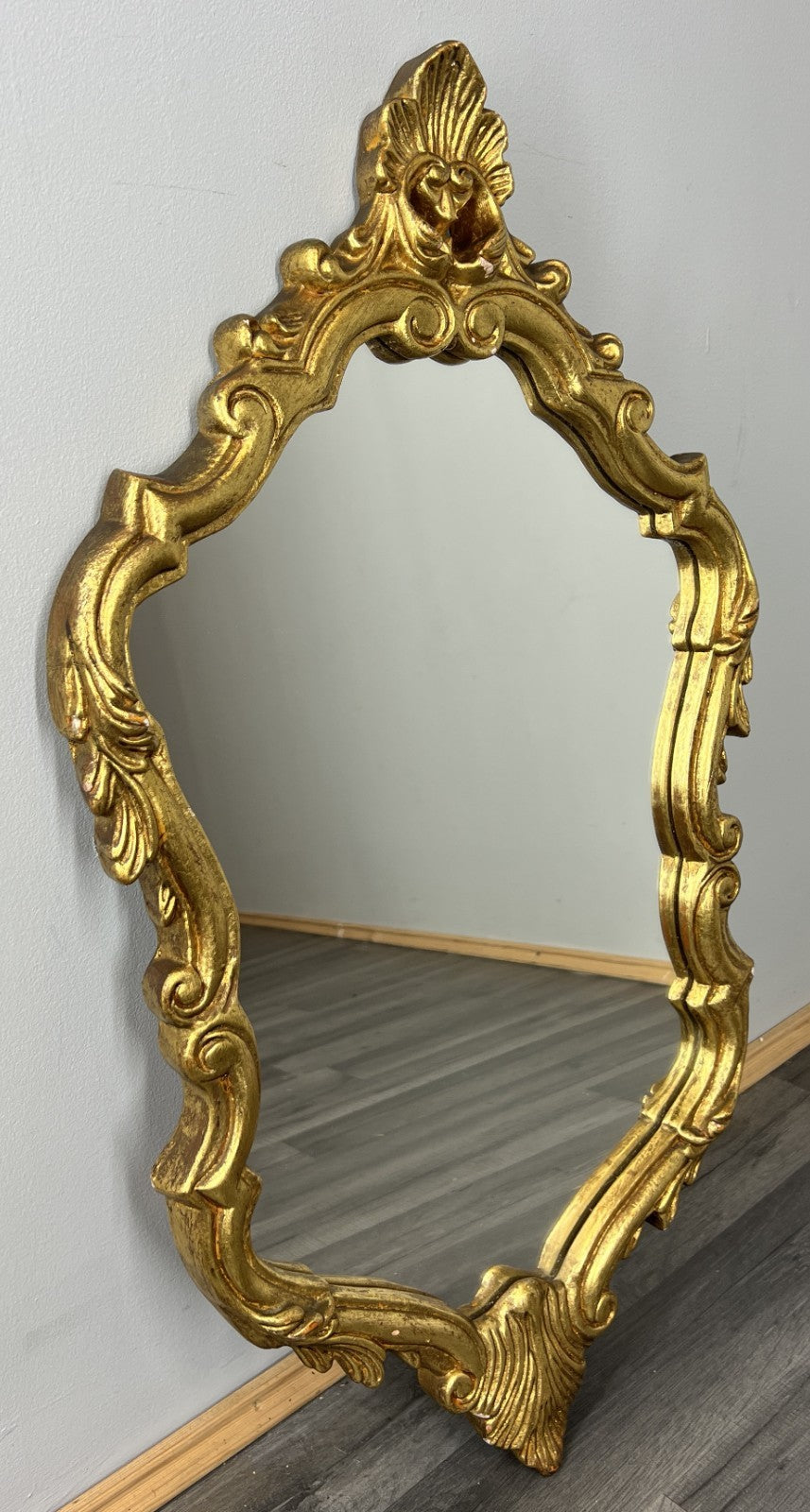 Vintage French Gilt Wall Mirror with Ornate Rococo Frame Wall Decor LOT 43540