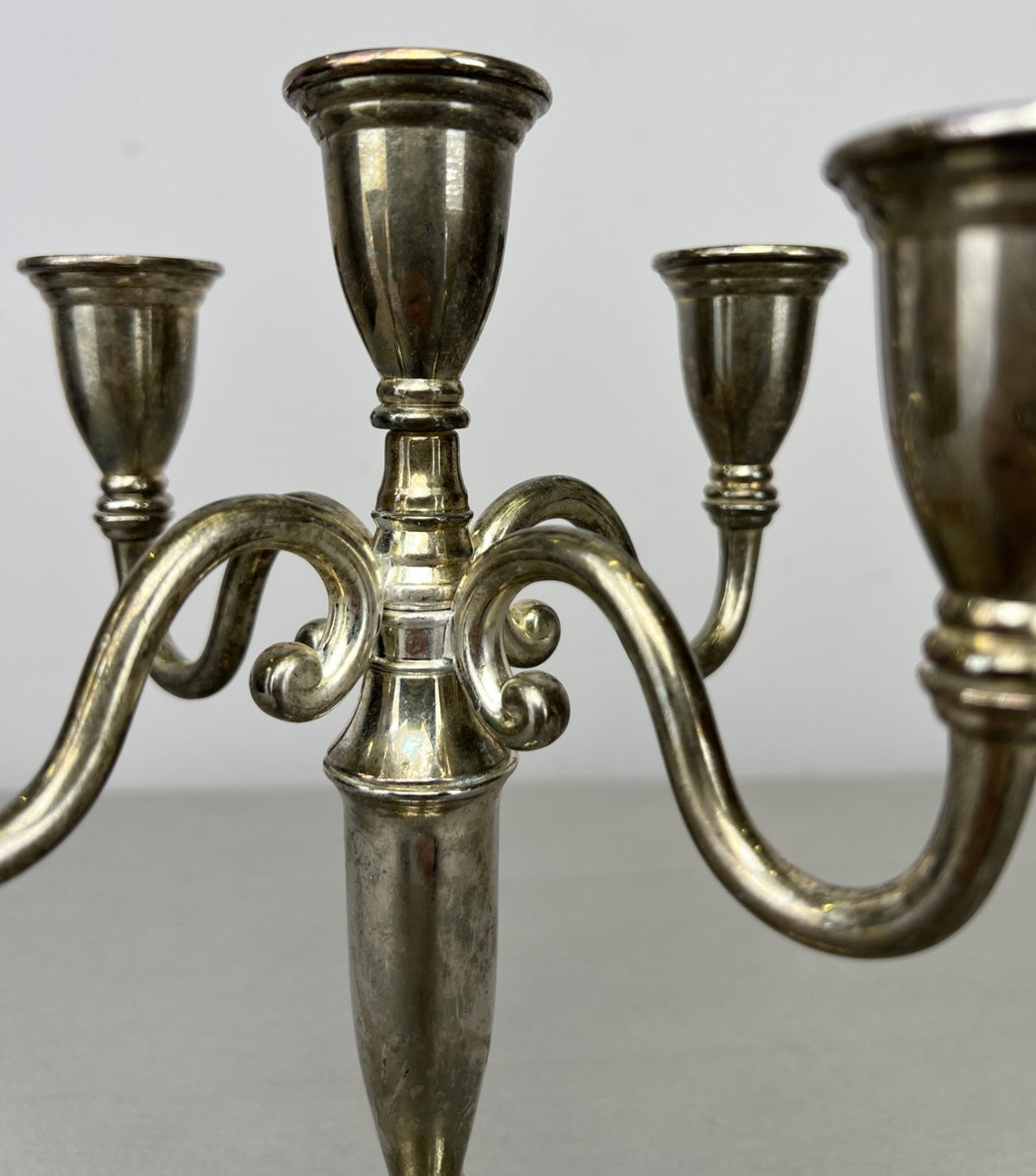 Pair of Candelabras Vintage French Style Metal Five Arm Candle Holders LOT 6486