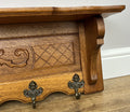 Coat Rack Vintage French Carved Oak Wall Mounted 5 Hooks Rack Hanger LOT 62106