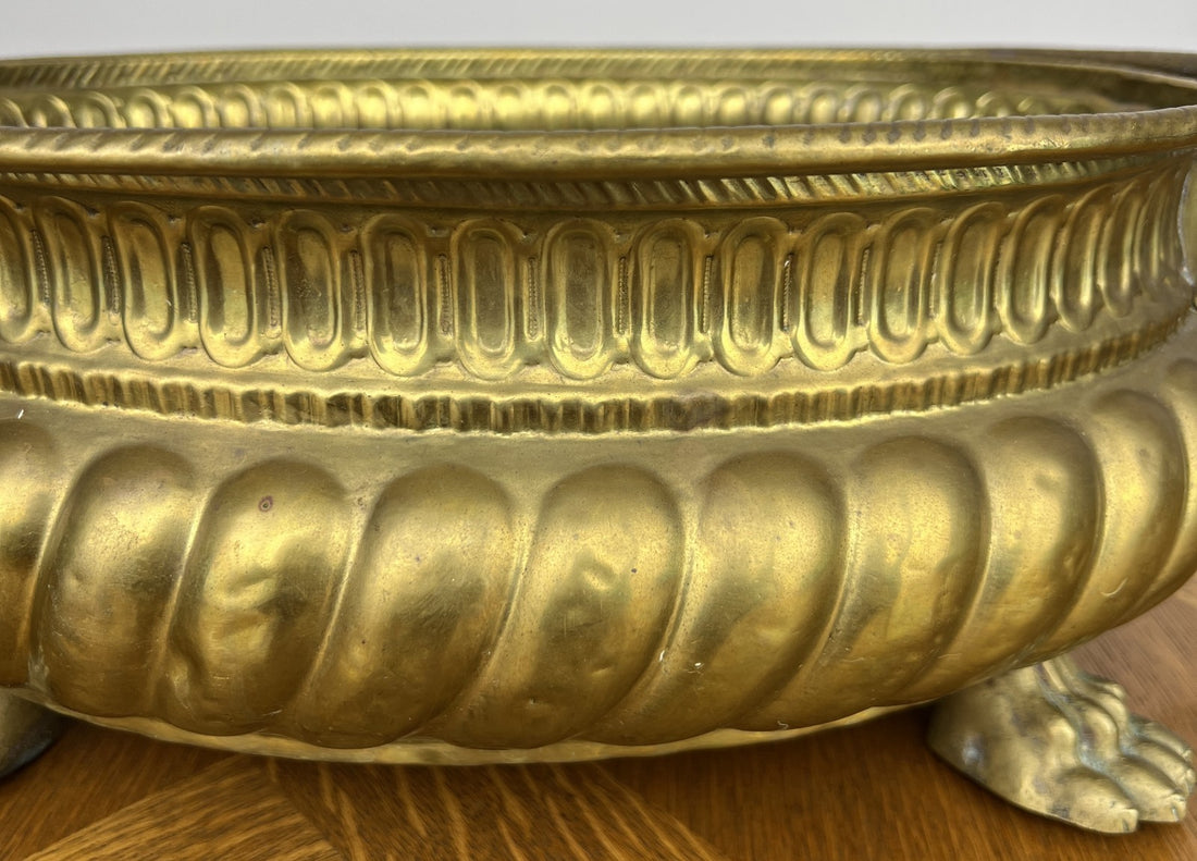 Plant Pot Vintage Style Brass Lion Head Jardiniere Planter Bowl LOT 60280