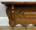 Coat Rack Vintage French Oak Wall Mounted 6 Hooks Carved Rack Hanger LOT 63045