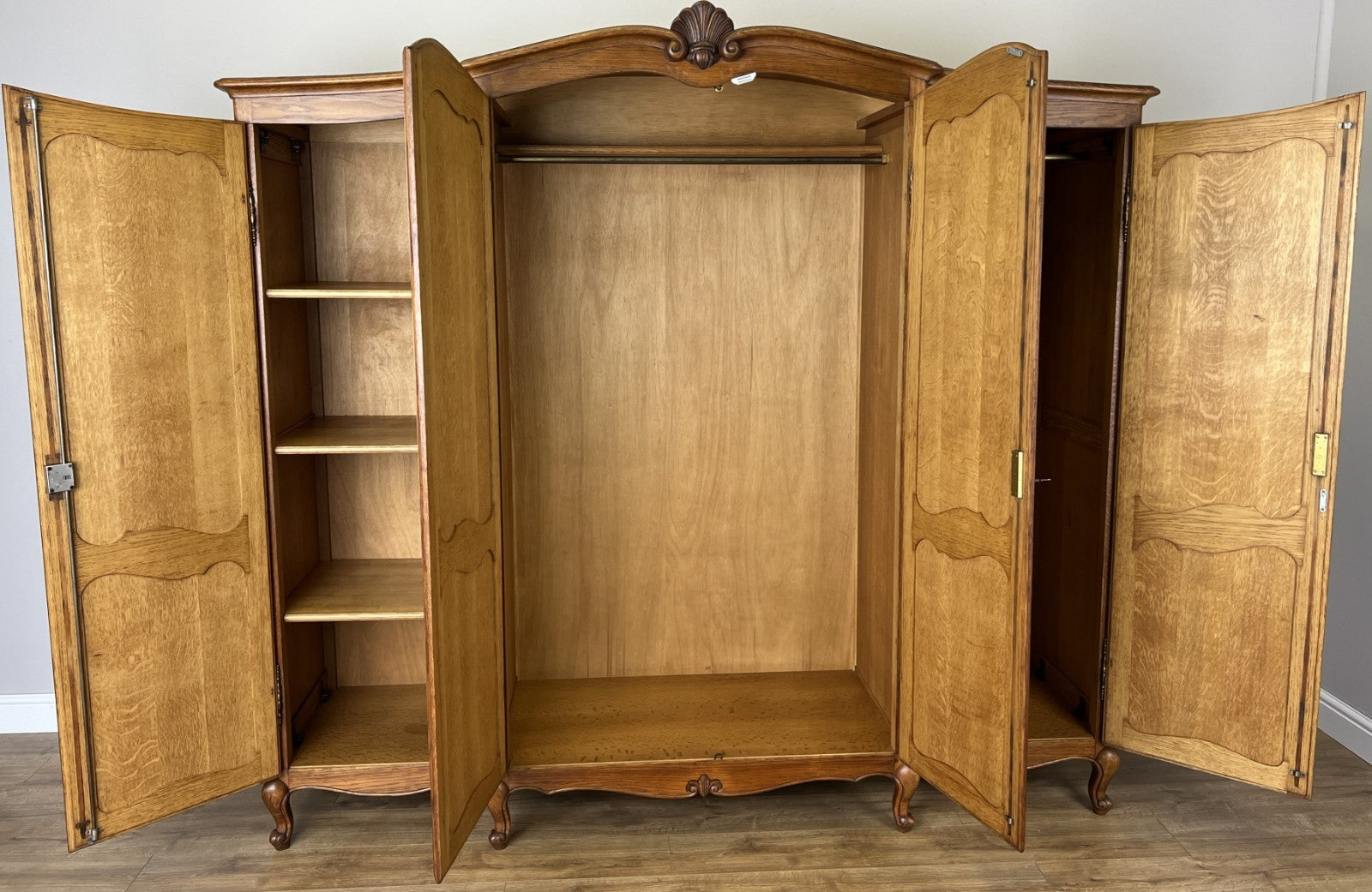 Wardrobe Vintage French Louis XVI Style Oak Four Door Carved Armoire LOT 611010