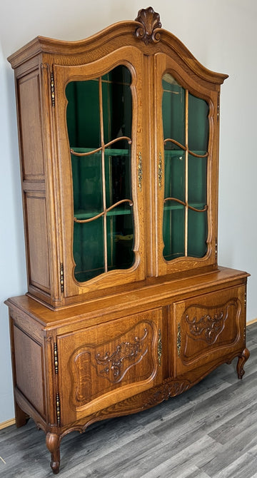 Bookcase Vintage French Louis XIV Style Oak Display Cabinet Sideboard LOT 44771