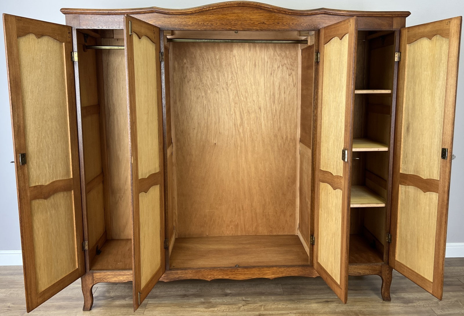 Wardrobe Vintage French Louis XVI Style Oak Four Door Carved Armoire LOT 613111