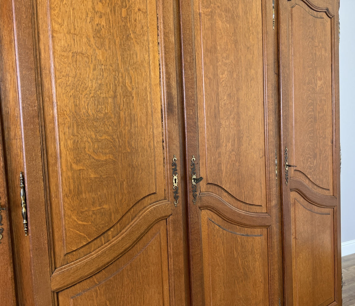 Wardrobe Vintage French Louis XVI Style Oak Four Door Carved Armoire LOT 6500